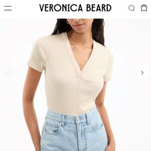 NEW❣️ Veronica Beard Dekalb Ribbed Henley T-Shirt